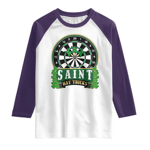 Saint Hat Tricks Raglan Shirt St Patricks Day Dart Thrower Gift TS12 White Purple Print Your Wear