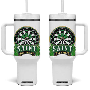 Saint Hat Tricks Tumbler With Handle St Patricks Day Dart Thrower Gift TS12 One Size: 40 oz White Print Your Wear