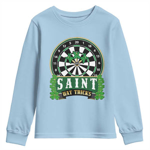 Saint Hat Tricks Youth Sweatshirt St Patricks Day Dart Thrower Gift TS12 Light Blue Print Your Wear