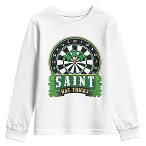 Saint Hat Tricks Youth Sweatshirt St Patricks Day Dart Thrower Gift TS12 White Print Your Wear