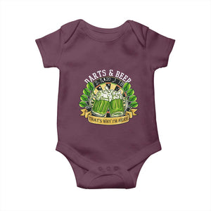Beer And Darts St Patricks Day Gift Baby Onesie That Is Why I Am Here TS12 Maroon Print Your Wear