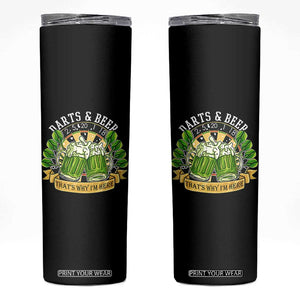 Beer And Darts St Patricks Day Gift Skinny Tumbler That Is Why I Am Here TS12 Black Print Your Wear