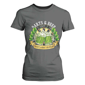 Beer And Darts St Patricks Day Gift T Shirt For Women That Is Why I Am Here TS12 Dark Heather Print Your Wear