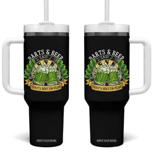 Beer And Darts St Patricks Day Gift Tumbler With Handle That Is Why I Am Here TS12 One Size: 40 oz Black Print Your Wear