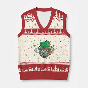 Lucky Darts Board With Irish Flag V-Neck Knit Sweater Vest St Patricks Day Gift TS12 Beige Red Print Your Wear