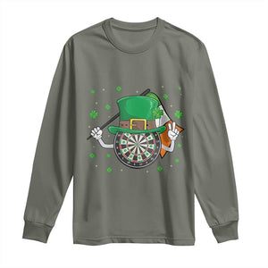 Lucky Darts Board With Irish Flag Long Sleeve Shirt St Patricks Day Gift TS12 Military Green Print Your Wear