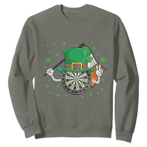 Lucky Darts Board With Irish Flag Sweatshirt St Patricks Day Gift TS12 Military Green Print Your Wear