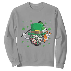 Lucky Darts Board With Irish Flag Sweatshirt St Patricks Day Gift TS12 Sport Gray Print Your Wear