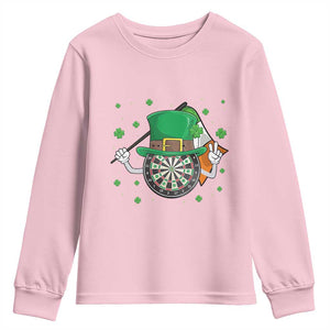Lucky Darts Board With Irish Flag Youth Sweatshirt St Patricks Day Gift TS12 Light Pink Print Your Wear
