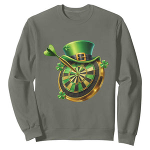 St Patricks Day Irish Darts Board Celebration Gift Sweatshirt TS12 Military Green Print Your Wear