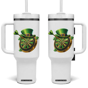 St Patricks Day Irish Darts Board Celebration Gift Tumbler With Handle TS12 One Size: 40 oz White Print Your Wear