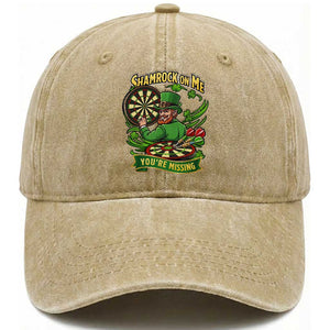 Shamrock On Me Youre Missing Washed Cotton Baseball Cap St Patricks Day Darts Player Gift TS12 Print Your Wear