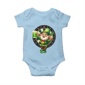 Cheerful Gnome Playing Darts Baby Onesie St Patricks Day Gift TS12 Light Blue Print Your Wear