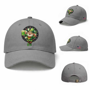 Cheerful Gnome Playing Darts Baseball Cap St Patricks Day Gift TS12 Baseball Cap Universal Fit Sport Gray Print Your Wear