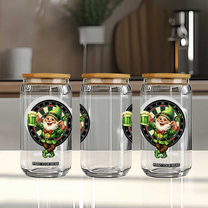 Cheerful Gnome Playing Darts Glass Can St Patricks Day Gift TS12 Print Your Wear