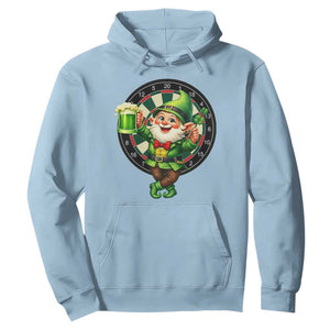 Cheerful Gnome Playing Darts Hoodie St Patricks Day Gift TS12 Light Blue Print Your Wear