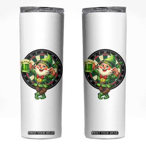Cheerful Gnome Playing Darts Skinny Tumbler St Patricks Day Gift TS12 White Print Your Wear
