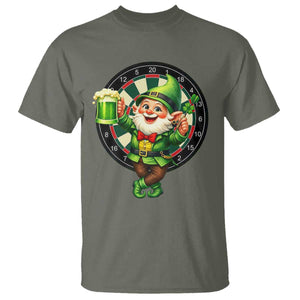 Cheerful Gnome Playing Darts T Shirt St Patricks Day Gift TS12 Military Green Print Your Wear