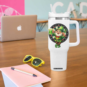 Cheerful Gnome Playing Darts Tumbler With Handle St Patricks Day Gift TS12 Print Your Wear
