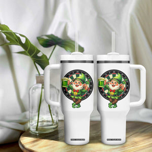 Cheerful Gnome Playing Darts Tumbler With Handle St Patricks Day Gift TS12 Print Your Wear