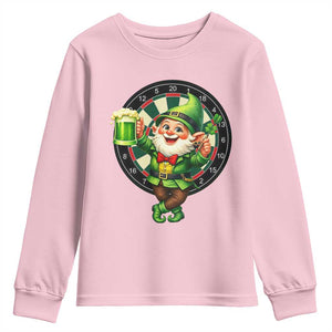 Cheerful Gnome Playing Darts Youth Sweatshirt St Patricks Day Gift TS12 Light Pink Print Your Wear