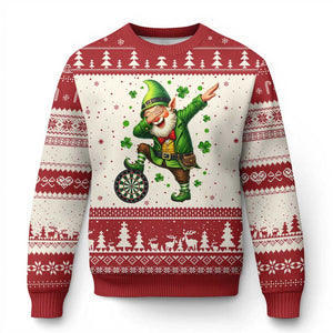St Patricks Day Cheerful Gnome Dabbing Ugly Christmas Sweater Darts Lover Gift TS12 Beige Red Print Your Wear