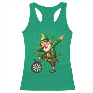 St Patricks Day Cheerful Gnome Dabbing Racerback Tank Top Darts Lover Gift TS12 Irish Green Print Your Wear