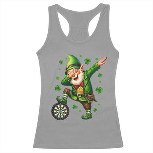St Patricks Day Cheerful Gnome Dabbing Racerback Tank Top Darts Lover Gift TS12 Sport Gray Print Your Wear