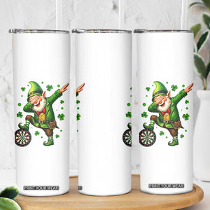 St Patricks Day Cheerful Gnome Dabbing Skinny Tumbler Darts Lover Gift TS12 Print Your Wear