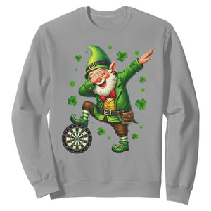 St Patricks Day Cheerful Gnome Dabbing Sweatshirt Darts Lover Gift TS12 Sport Gray Print Your Wear