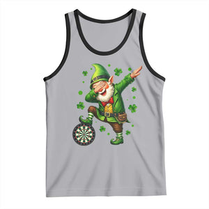 St Patricks Day Cheerful Gnome Dabbing Tank Top Darts Lover Gift TS12 Athletic Heather Black Print Your Wear