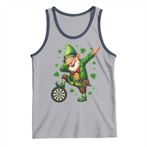 St Patricks Day Cheerful Gnome Dabbing Tank Top Darts Lover Gift TS12 Athletic Heather Navy Print Your Wear