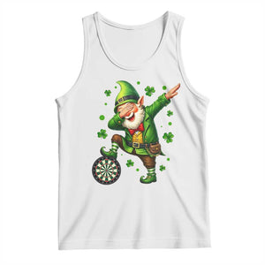 St Patricks Day Cheerful Gnome Dabbing Tank Top Darts Lover Gift TS12 White Print Your Wear