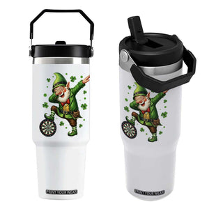 St Patricks Day Cheerful Gnome Dabbing Flip Straw Tumbler Darts Lover Gift TS12 One Size: 30 oz White Print Your Wear
