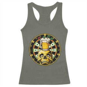 Funny St Patricks Day Skull Racerback Tank Top Darts Player Gift TS12 Military Green Print Your Wear