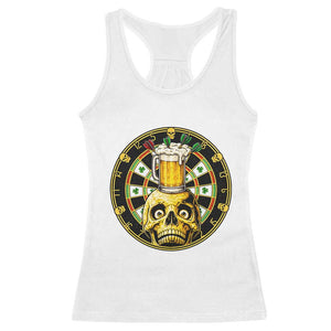 Funny St Patricks Day Skull Racerback Tank Top Darts Player Gift TS12 White Print Your Wear
