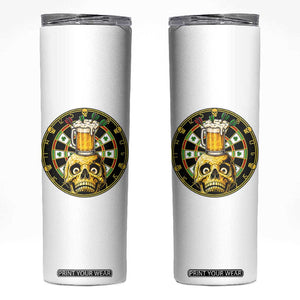 Funny St Patricks Day Skull Skinny Tumbler Darts Player Gift TS12 White Print Your Wear