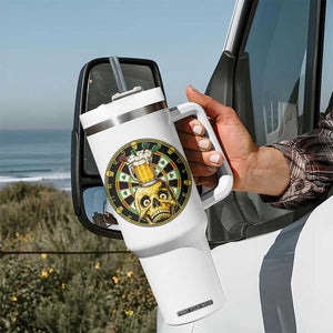 Funny St Patricks Day Skull Tumbler With Handle Darts Player Gift TS12 Print Your Wear