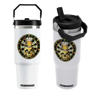 Funny St Patricks Day Skull Flip Straw Tumbler Darts Player Gift TS12 One Size: 30 oz White Print Your Wear