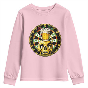 Funny St Patricks Day Skull Youth Sweatshirt Darts Player Gift TS12 Light Pink Print Your Wear