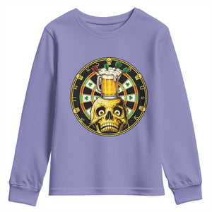 Funny St Patricks Day Skull Youth Sweatshirt Darts Player Gift TS12 Violet Print Your Wear