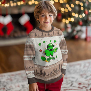 St Patricks Day Shamrock Darts And Beer Lover Gift Ugly Christmas Sweater TS12 Mocha Mousse Print Your Wear