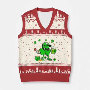 St Patricks Day Shamrock Darts And Beer Lover Gift V-Neck Knit Sweater Vest TS12 Beige Red Print Your Wear