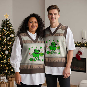 St Patricks Day Shamrock Darts And Beer Lover Gift V-Neck Knit Sweater Vest TS12 Mocha Mousse Print Your Wear