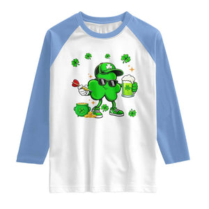 St Patricks Day Shamrock Darts And Beer Lover Gift Raglan Shirt TS12 White Carolina Blue Print Your Wear