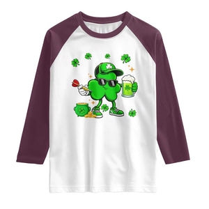 St Patricks Day Shamrock Darts And Beer Lover Gift Raglan Shirt TS12 White Maroon Print Your Wear