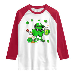 St Patricks Day Shamrock Darts And Beer Lover Gift Raglan Shirt TS12 White Red Print Your Wear