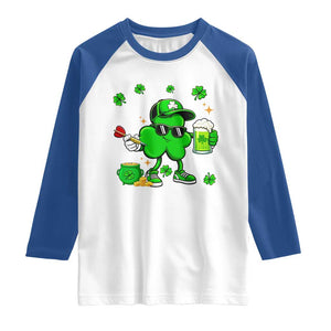 St Patricks Day Shamrock Darts And Beer Lover Gift Raglan Shirt TS12 White Royal Print Your Wear