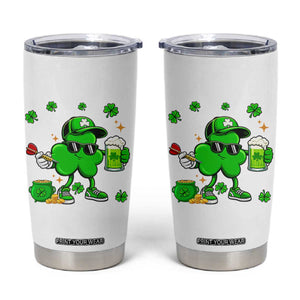 St Patricks Day Shamrock Darts And Beer Lover Gift Tumbler Cup TS12 White Print Your Wear