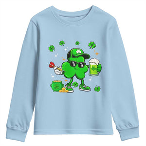 St Patricks Day Shamrock Darts And Beer Lover Gift Youth Sweatshirt TS12 Light Blue Print Your Wear